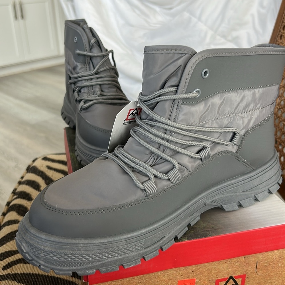 Avalanche Hiking Boots Grey Himalaya Lace Up Comfort Sherpa Lined Women’s 11 New - Picture 8 of 11